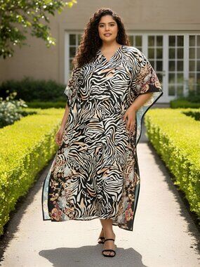 Gypsie Blu Women Plus Size Caftan Dress Stylish Maxi Cover Up Dresses for Ladies